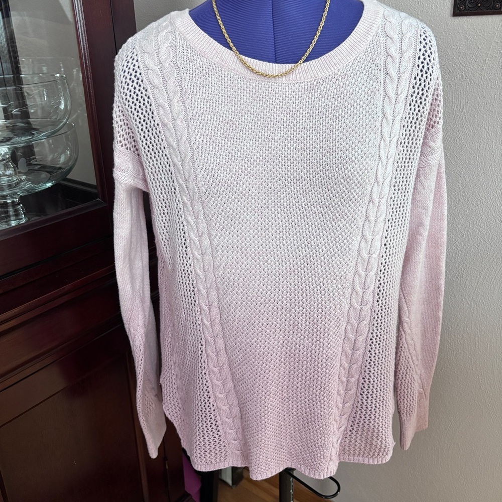 American Eagle Outfitters Sweater Light Pink Ombré Cable Knit Size Small